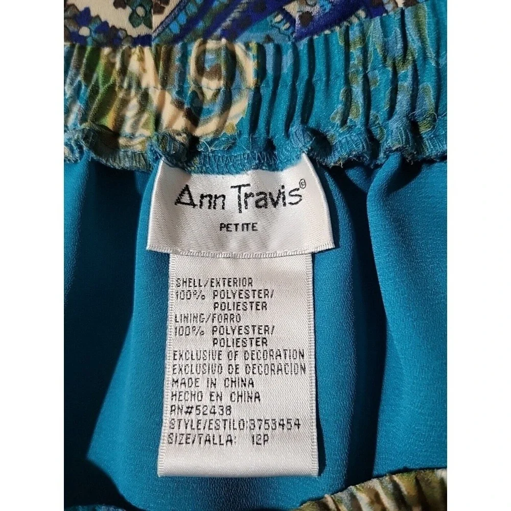Vintage‎ Ann Travis Petite 12 Pleated Paisley Midi Skirt Blue Green Flawless